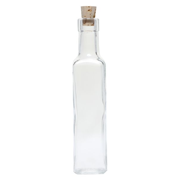 8.5 Ounce Square Glass Bottle with Cork
