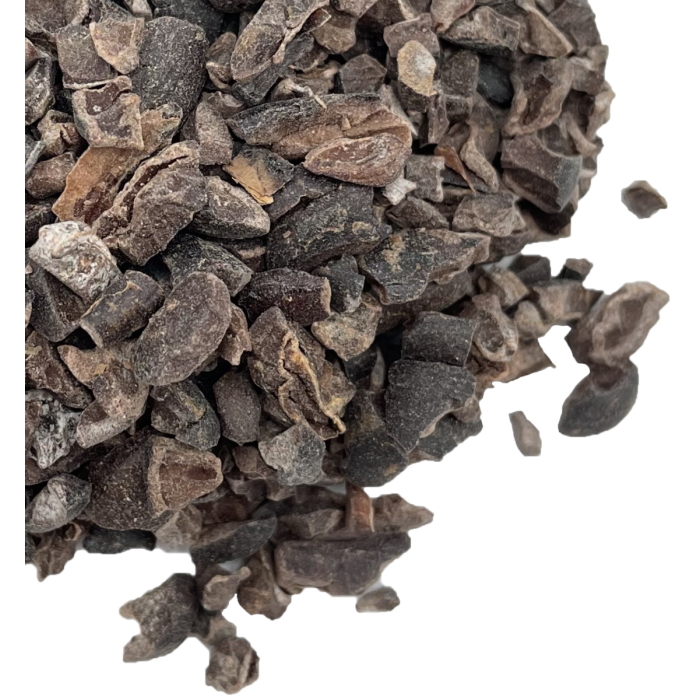 A close-up view of Nacional cacao nibs.