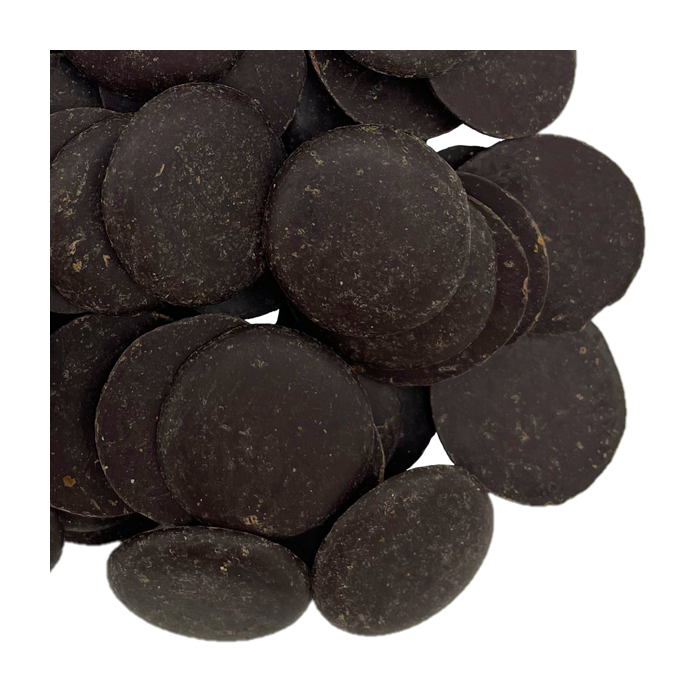 A closeup of Nacional 100% cacao coins.